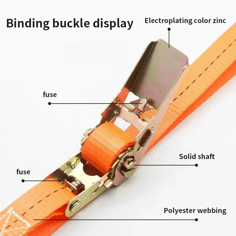 Heavy-Duty Ratchet Strap Set | Secure Cargo Transport | Metal Buckle Belts - Thumbnail 5