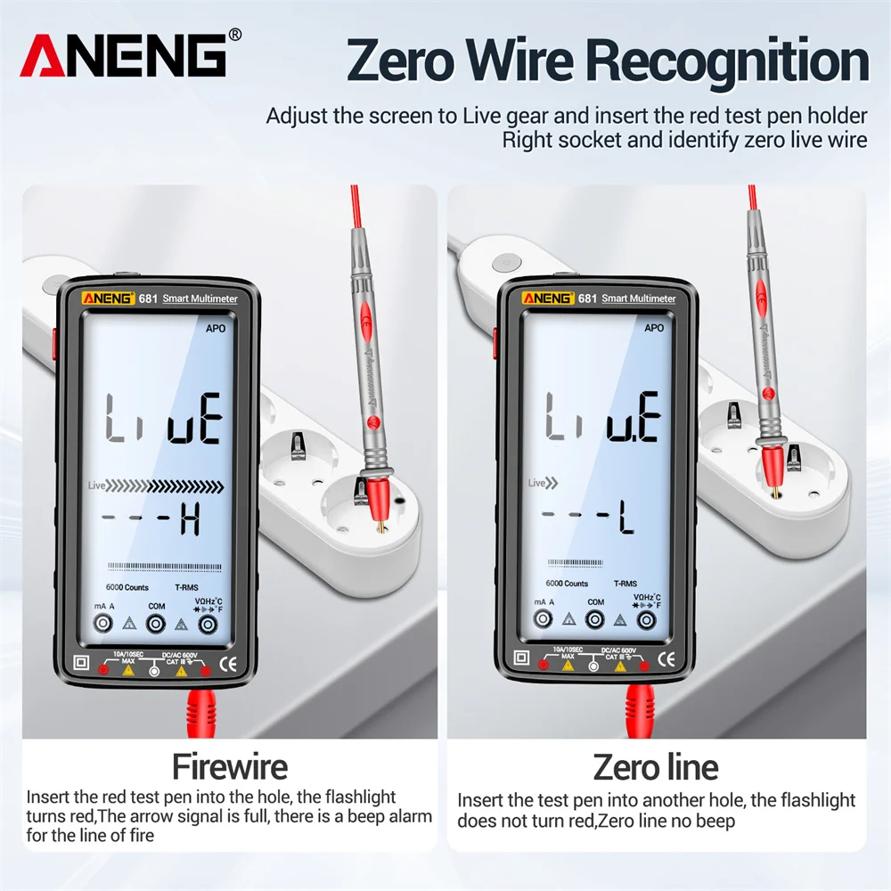 Digital Multimeter | AC/DC Voltage & Current Tester | Rechargeable & Non-Contact Detection - Thumbnail 2