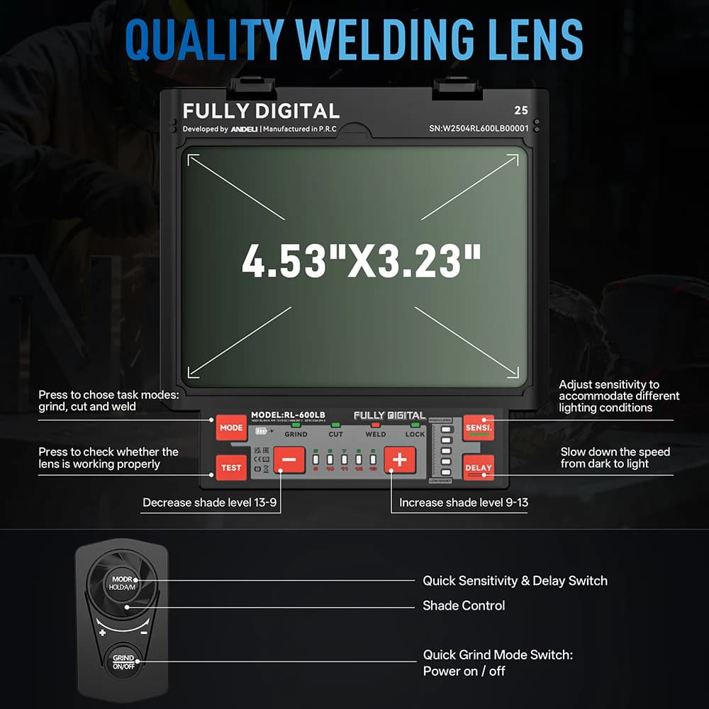 Auto-Darkening Welding Helmet | Panoramic True-Color View | 4-Sensor TIG/MIG/CUT Protection - Thumbnail 3