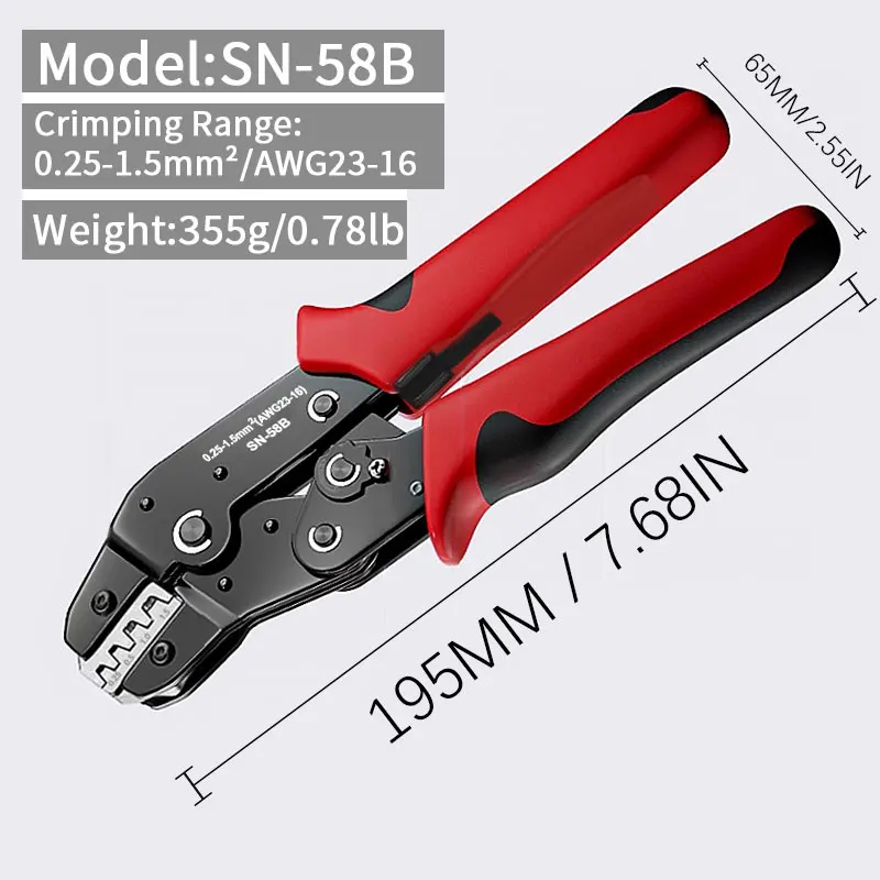 Ratcheting Crimping Tool Kit | For Dupont, JST, and Molex Connectors | SN-58B - Thumbnail 3
