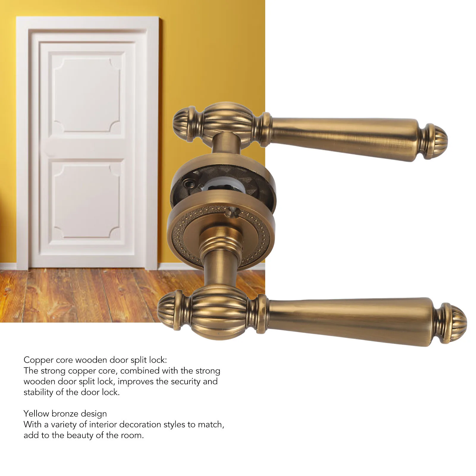 Bronze Door Handle Lock | Quiet Copper Core | Vintage Bedroom & Living Room Privacy Lock - Thumbnail 5