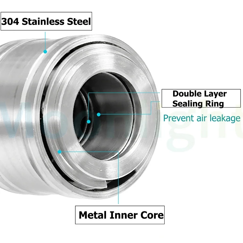 304 Stainless Steel C- Type Self-Locking PP PM SH SF 20/30 Quick Tee Joint 2-Plug Round Two-Way Pneumatic Air Compressor SMV SMY - Thumbnail 5