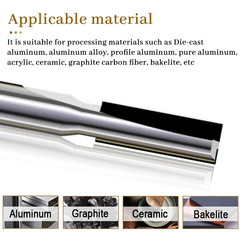 Diamond Milling Cutter | High Gloss Finish for Graphite & Aluminum | 4-12mm Straight Bit - Thumbnail 3