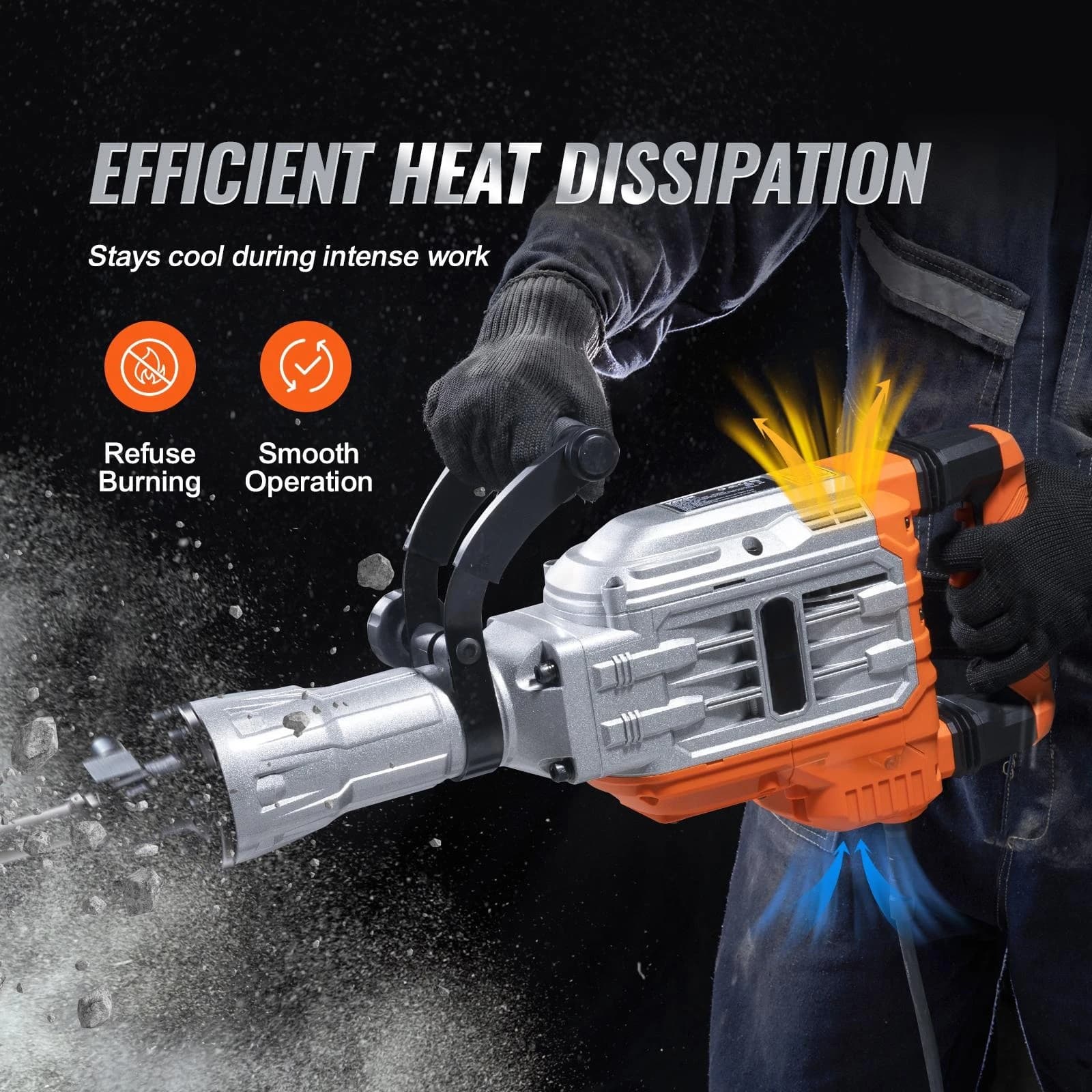Heavy-Duty Electric Demolition Hammer | 1500W-3500W Power | Concrete Breaker Kit with Chisels - Thumbnail 5