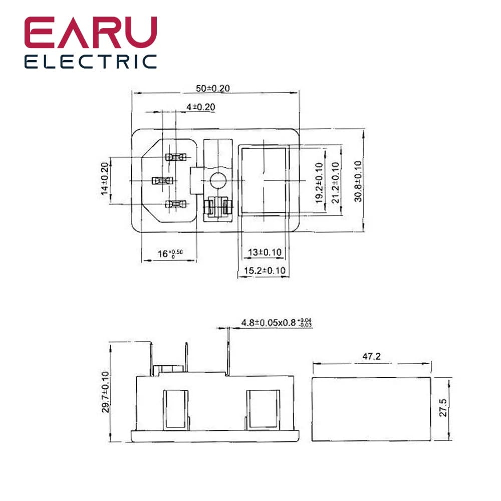 IEC C14 Fused Inlet Power Socket | 10A Fuse Protection | Rocker Switch in Multiple Colors - Thumbnail 4