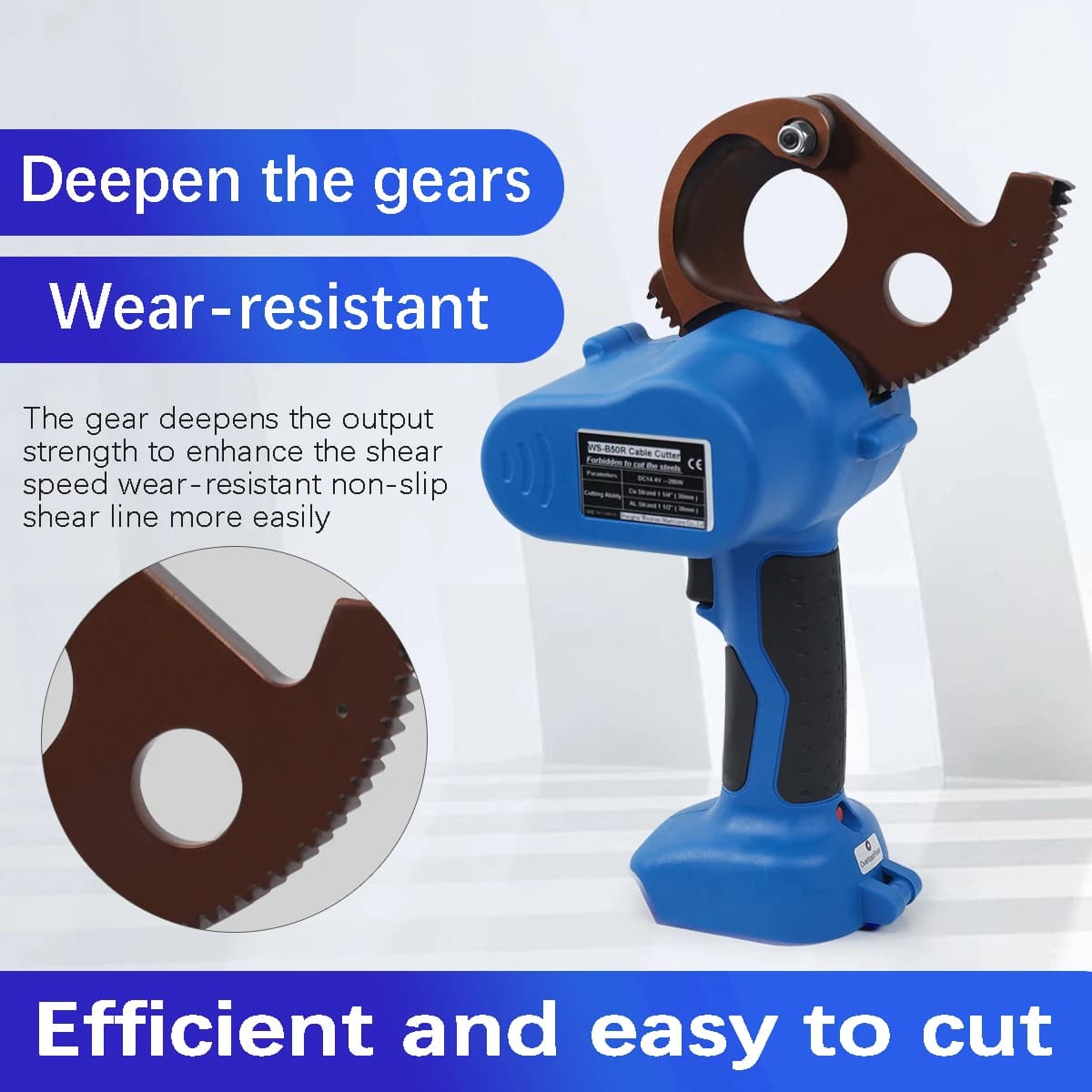 Heavy-Duty Cable Cutter | 50mm Max Shear Capacity | Portable Electric Tool - Thumbnail 2