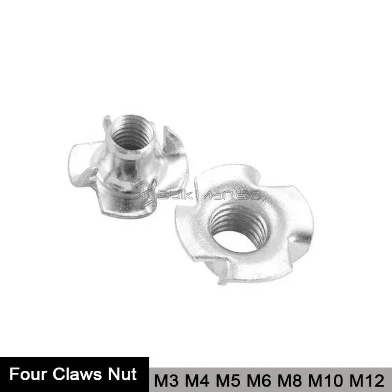 100PCS Speaker T-Nuts | Thickened Steel Four-Claw Insert | M3-M10 for Wood - Thumbnail 2