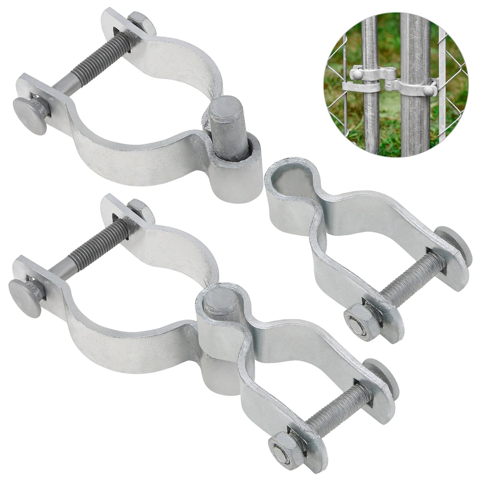 Duty Gate Hinges | 2pcs Chain Link Fence Post Set | 1-3/8 x 2-3/8 Male/Female Hinges - Thumbnail 2