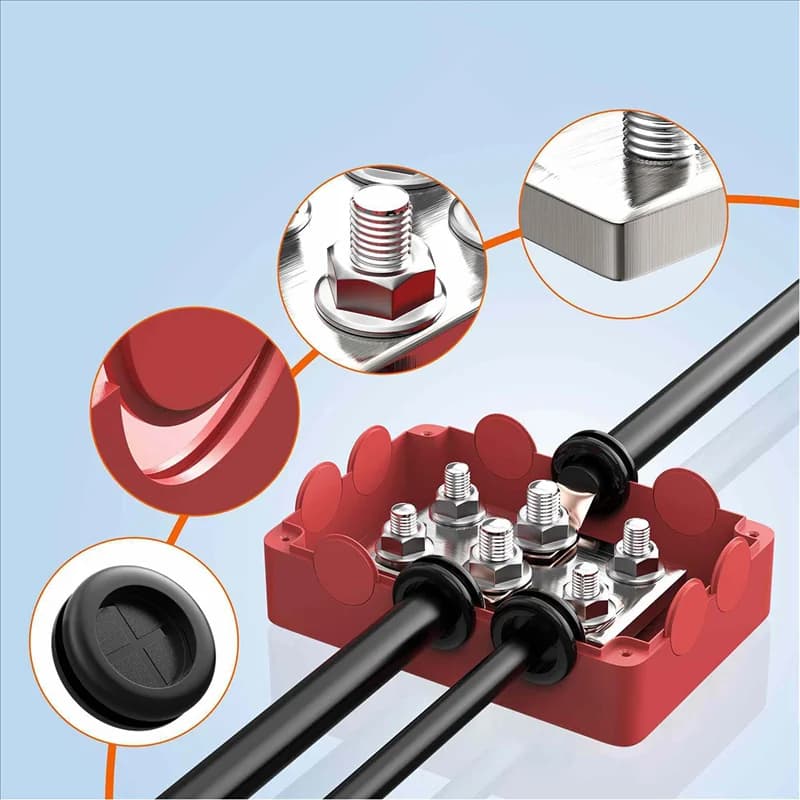 Marine Bus Bar | 48V High-Current Power Distribution Block | 6-Stud A45F-500A - Thumbnail 5