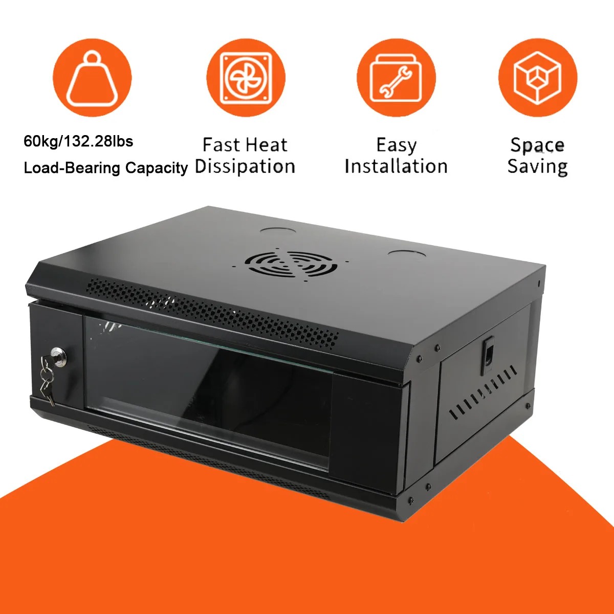 4U Wall-Mount Server Rack | Secure Locking Cabinet | Network Enclosure - Thumbnail 2