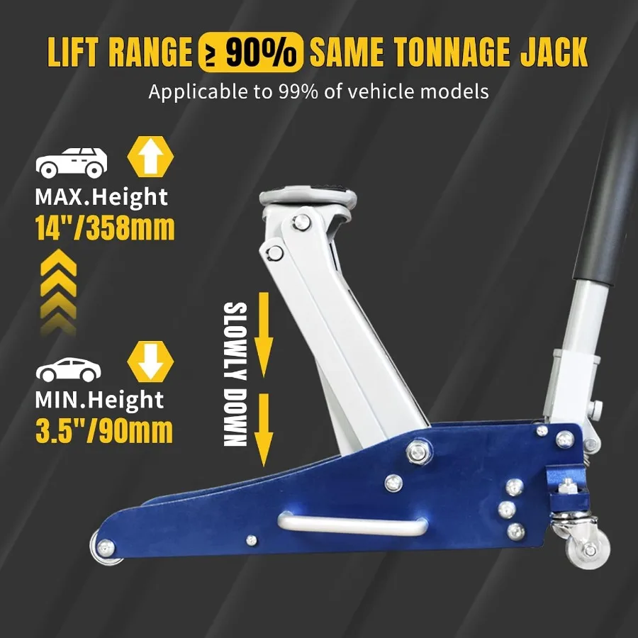1.5-Ton Low-Profile Floor Jack | Lightweight Aluminum & Steel for Automotive Repair - Thumbnail 3
