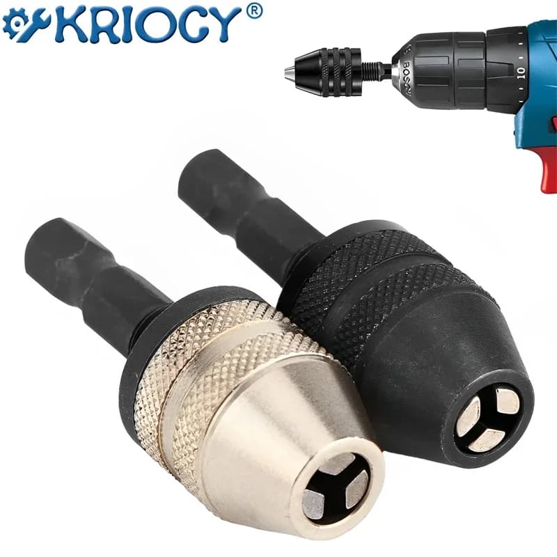 1/4 Hex Shank Drill Chuck Adapter | Keyless Screwdriver & Impact Driver Bit Converter - Thumbnail 2