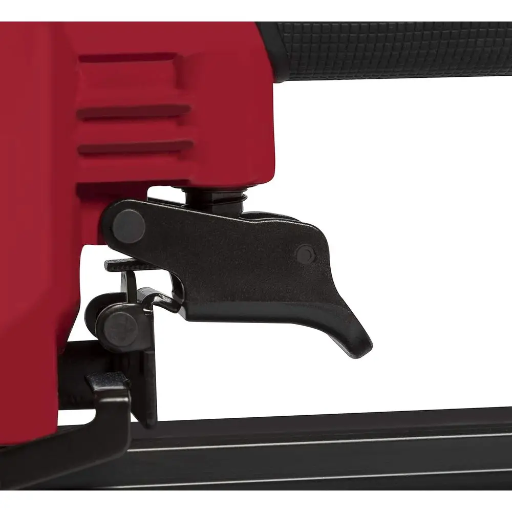 Arrow PT50 heavy-duty pneumatic staple gun for wood, upholstery, carpet, and wire fencing applications, shown with staples.