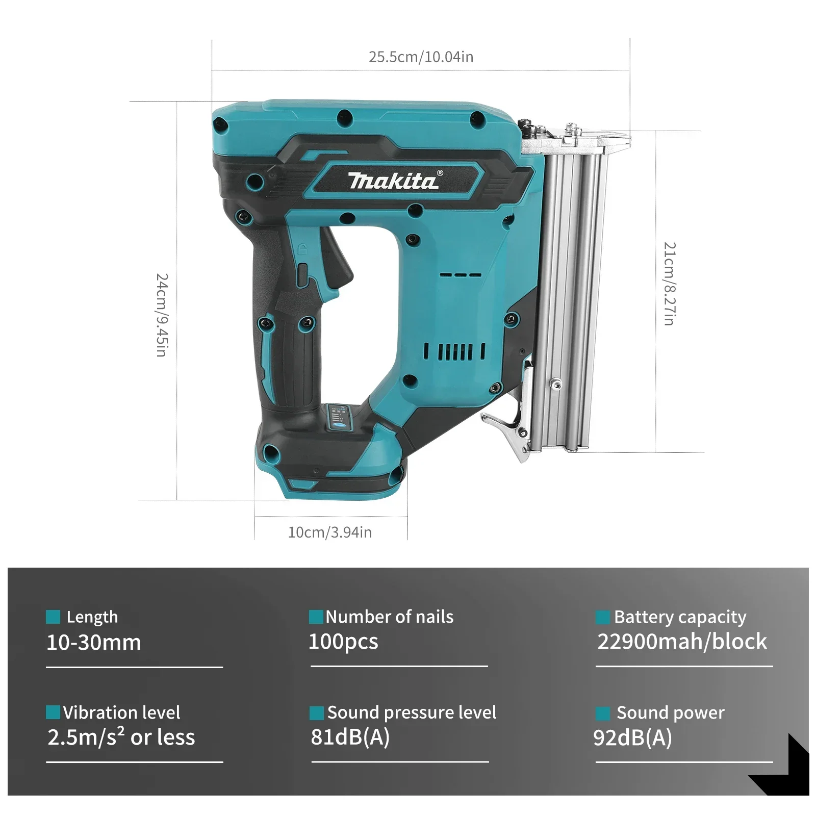 Makita Cordless Brad Nailer | 10-30mm Nails, 100-Capacity Magazine | High-Speed, Low-Noise Woodworking Tool - Thumbnail 2
