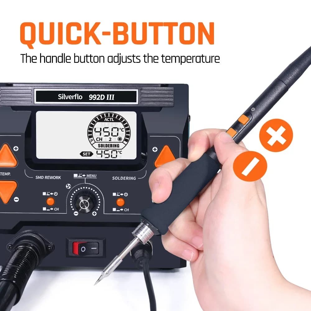 1220W Soldering & Hot Air Rework Station | Precision Temperature Control | C210/C245 Handle Compatible - Thumbnail 5