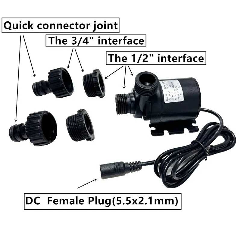 DC Submersible Water Pump | 12V/24V 800L/H High Pressure | Ultra Quiet Brushless Motor with Quick Break Joint - Thumbnail 3