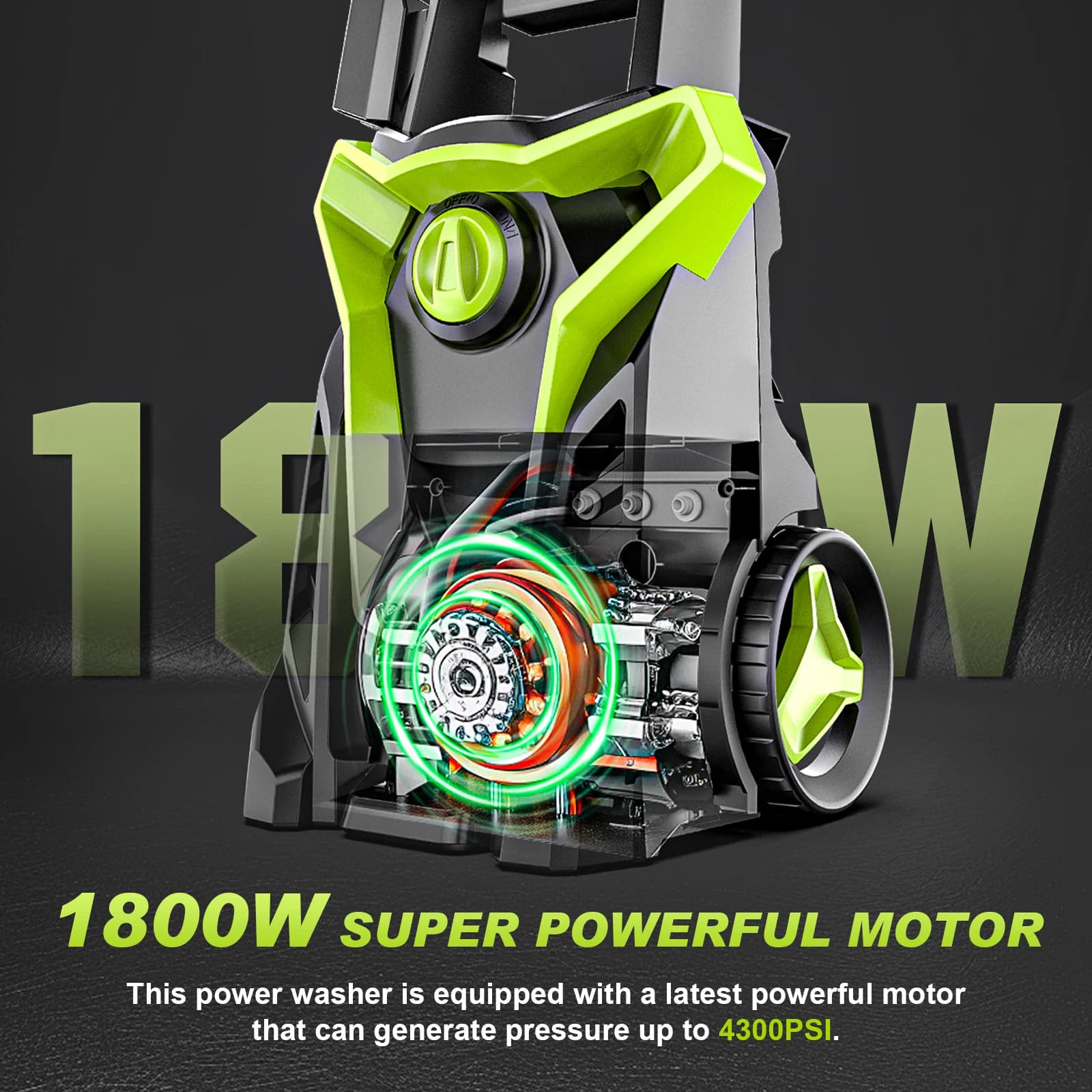 Pressure Car Washer Gun | 4800PSI 1800W Electric | 180° Adjustable Nozzle for Garden & Auto Cleaning - Thumbnail 3