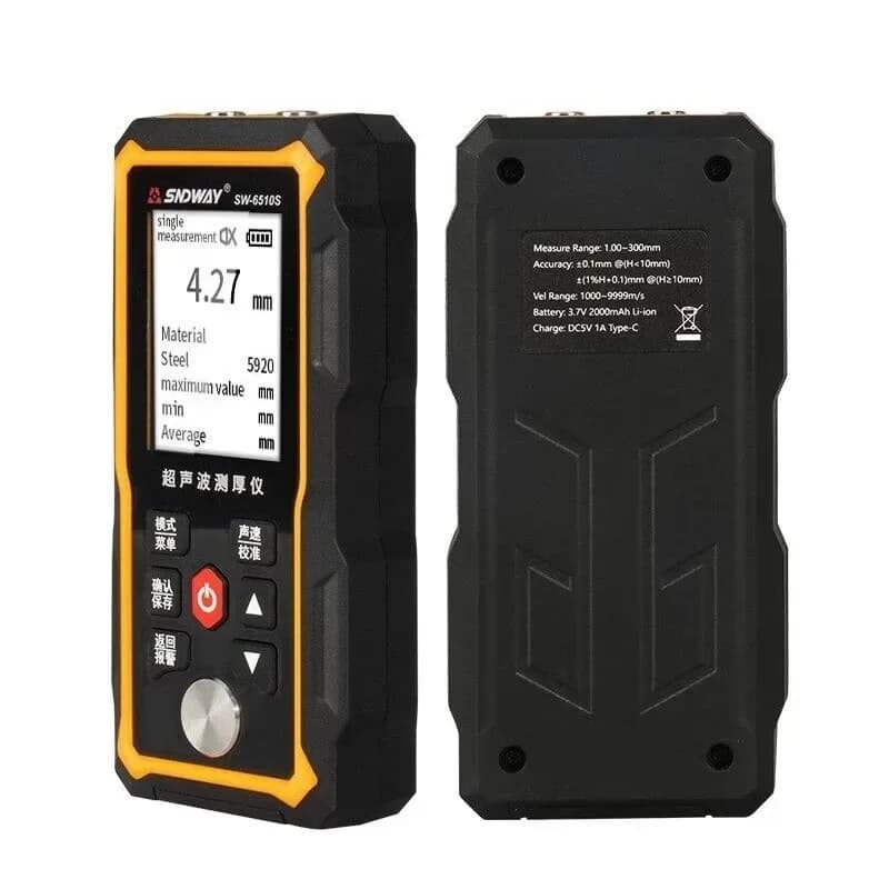 SW-6510S Digital Ultrasonic Thickness Meter - 1.0-300mm for Metal & Plastic Testing - Thumbnail 4
