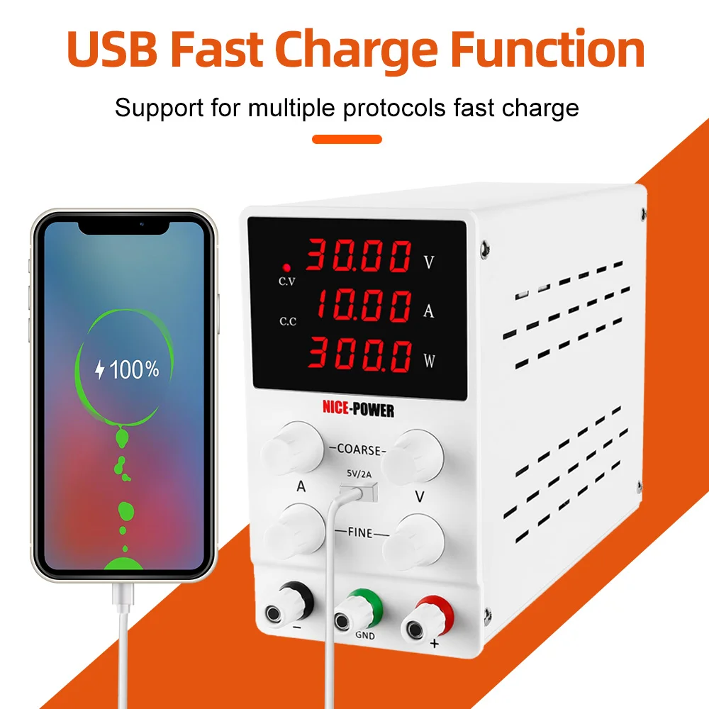 Adjustable DC Power Supply | 30V/60V/120V Lab Bench Source | For Electronics Repair & Battery Charging - Thumbnail 4