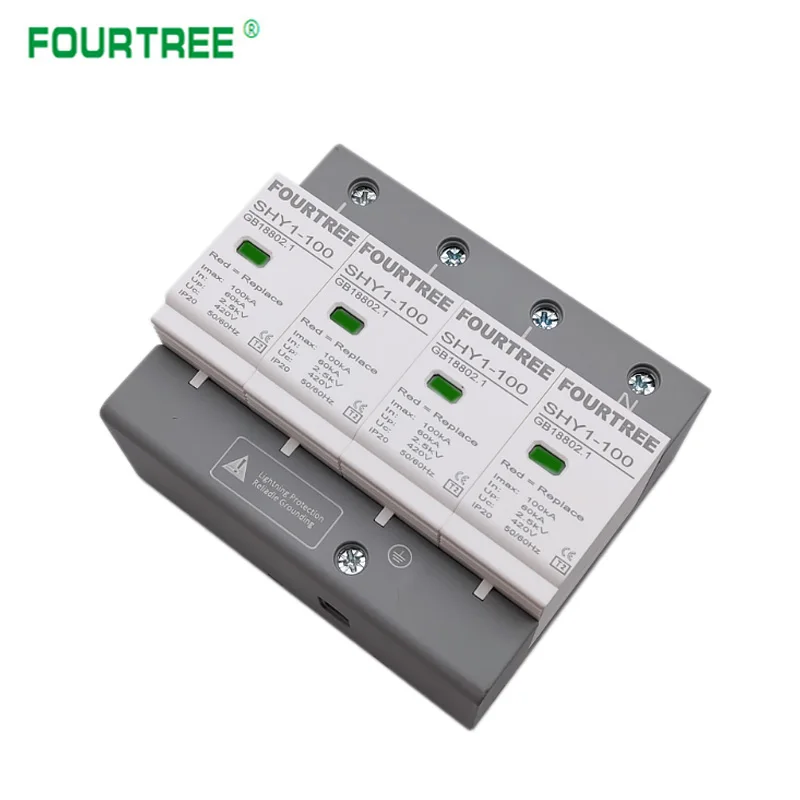 Surge Protector | 3P+N AC 385V-420V | 40-100KA Lightning Arrester for Whole-Home Protection - Thumbnail 3
