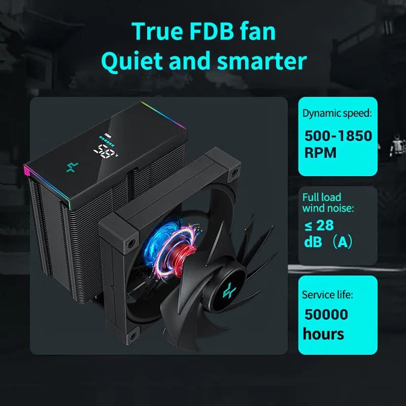 High-Performance CPU Air Cooler | 240W TDP | Digital Temperature Display | LGA1700/AM5 Compatible - Thumbnail 3
