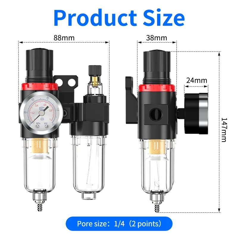Air Compressor Filter & Regulator Kit | G1/4 Port | Moisture & Pressure Control - Thumbnail 3