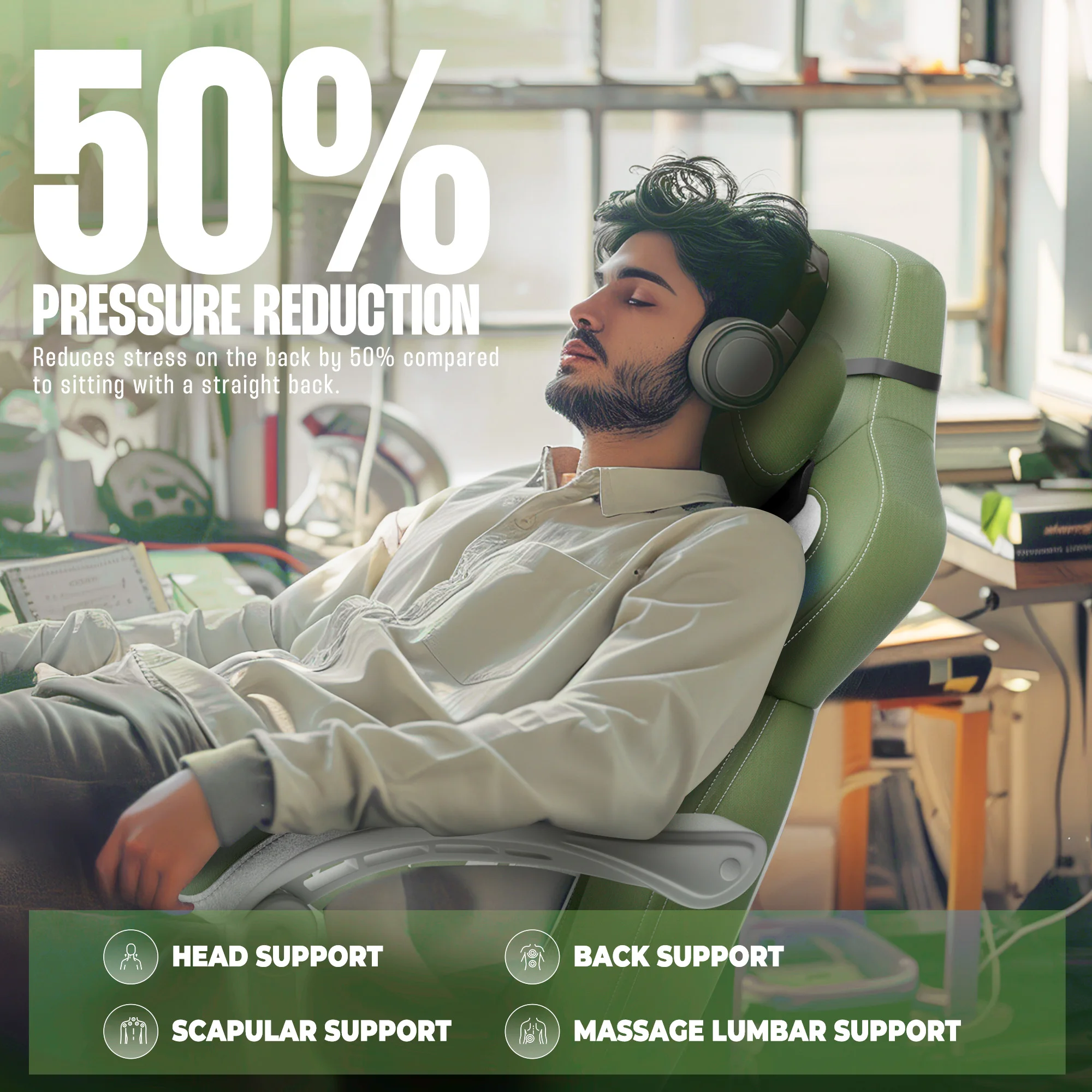 and Tall Gaming Chair | Fabric Ergonomic Chair with Retractable Footrest | Heavy-Duty PC Gamer Chair - Thumbnail 5