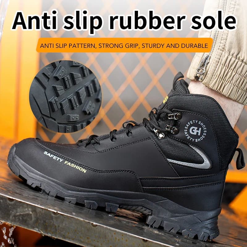 Anti-Puncture Safety Shoes | Steel Toe Protective Footwear | Men's Industrial Work Boots - Thumbnail 5