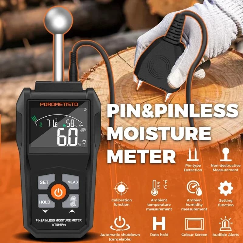 Digital Wood Moisture Meter | Pin & Pinless | 0-99.9% Timber Humidity Tester - Thumbnail 4