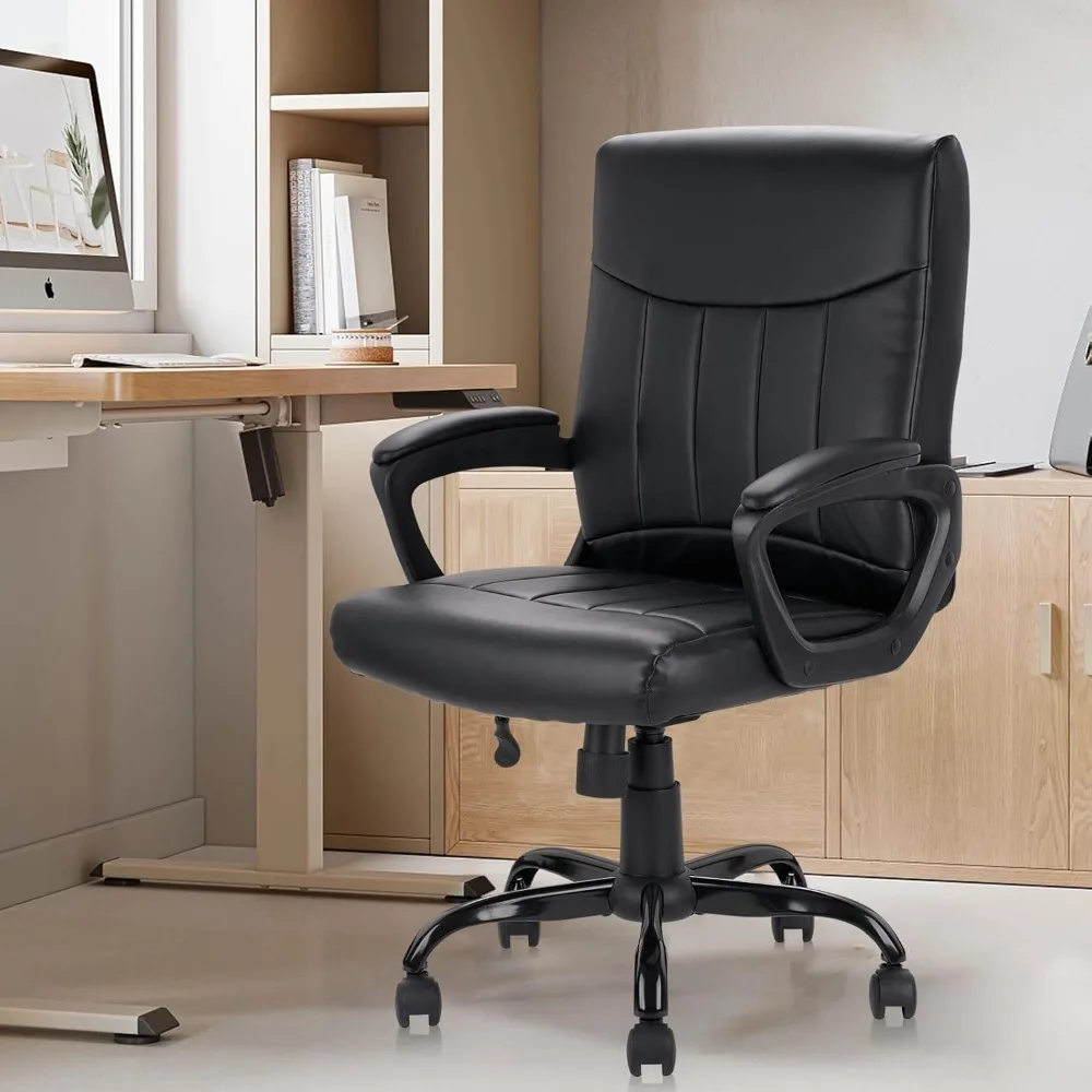 Executive Office Chair | Mid Back Computer Task Chair | Lumbar Support & Padded Armrests - Thumbnail 2