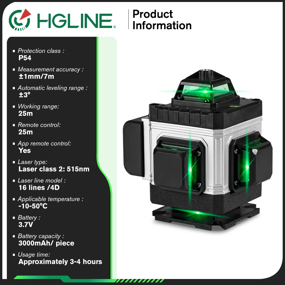 16-Line Laser Level | 360° Self-Leveling | App Remote Control for Precision Alignment - Thumbnail 4