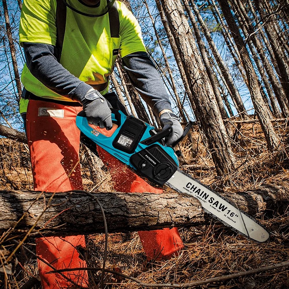 16-Inch Cordless Chain Saw | Brushless Motor For Orchard Branch | Compatible With Makita Battery - Thumbnail 5