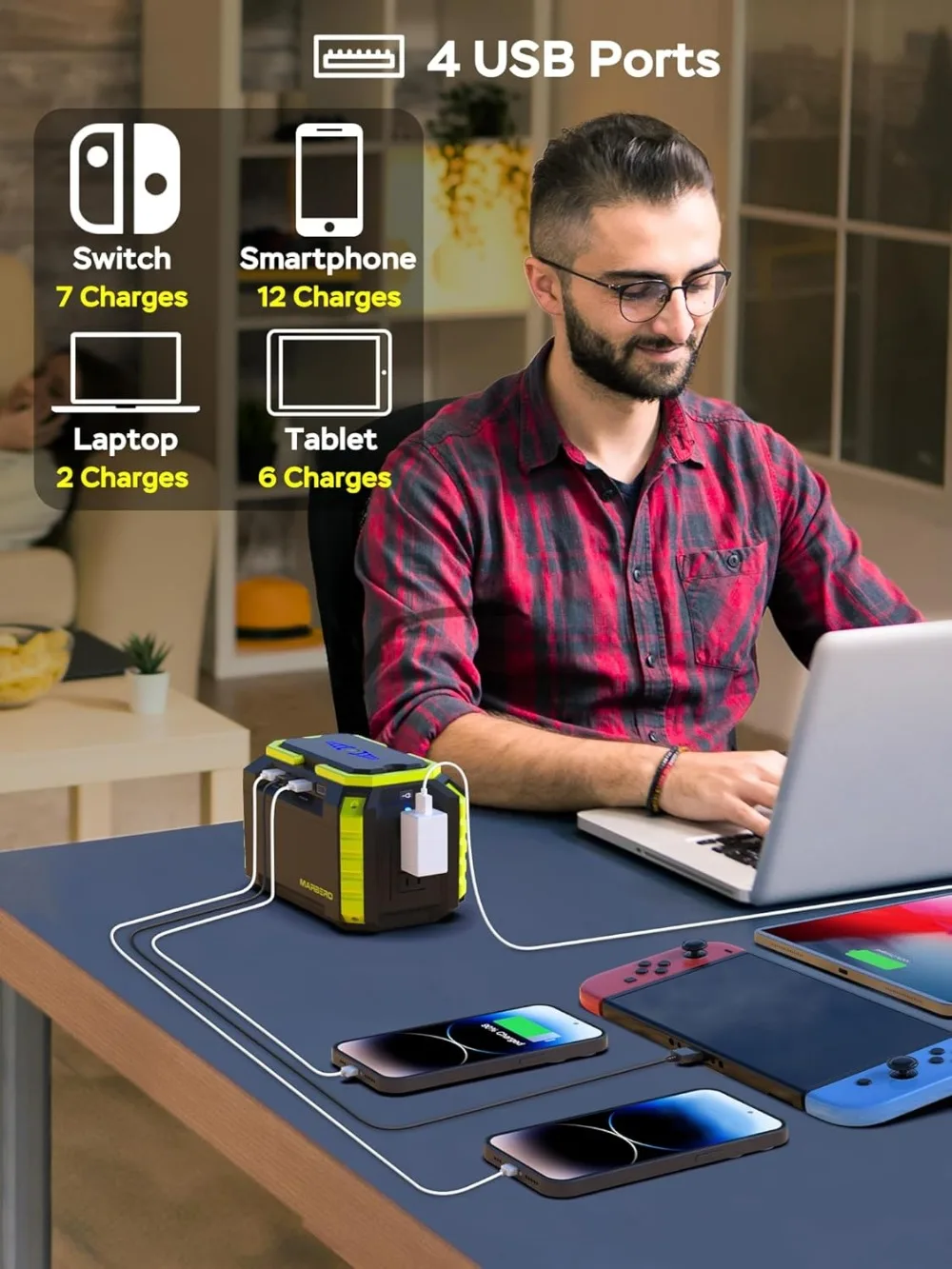 Power Station | 150Wh Solar-Ready Generator | AC Outlet & USB Ports for Camping & Emergency Backup - Thumbnail 2