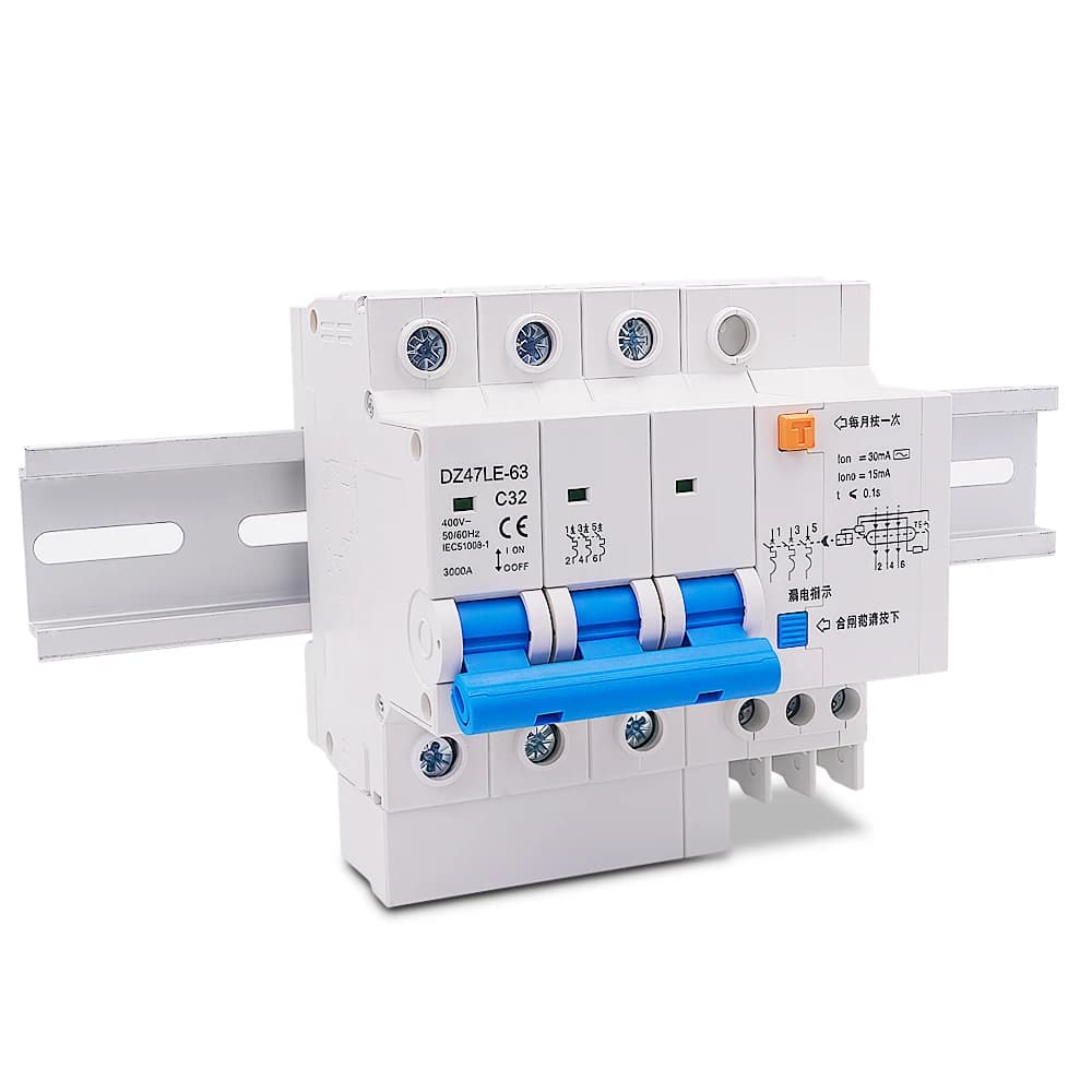 3-Phase Circuit Breaker | DZ47LE-63 | 16-63A 400V | Overload & Residual Current Protection - Thumbnail 2