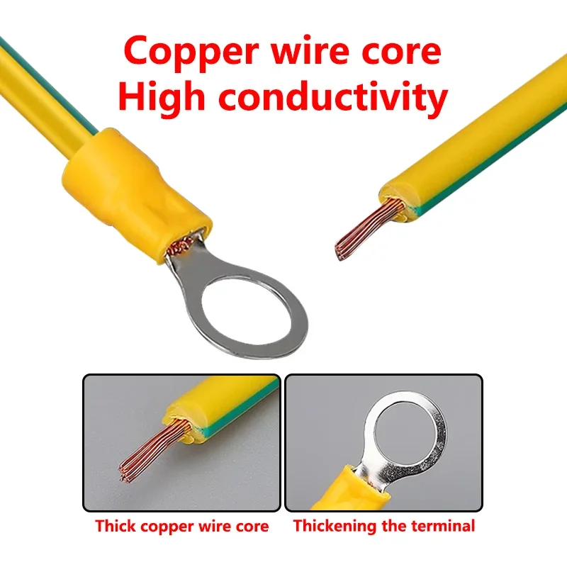 Professional-Grade PV Grounding Wire Terminals | 100-Piece Kit | 10-14 AWG Copper for Solar Cabinet & Earth Leakage Protection - Thumbnail 4