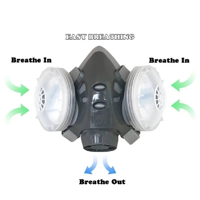 Reusable Half Face Respirator | Dual-Filter Dust Mask for Woodworking & Construction Safety - Thumbnail 2
