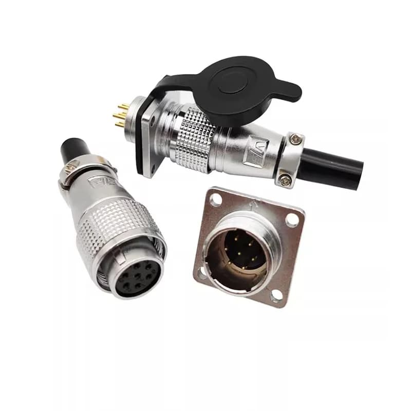 Aviation Connector | 6-19 Pin Threaded Coupling | Industrial-Grade Metal Panel Socket & Plug - Thumbnail 5