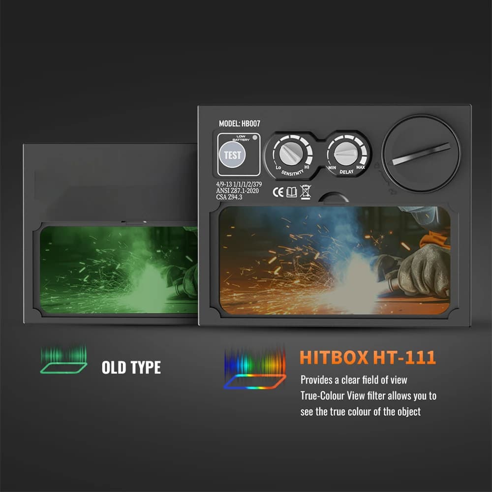 Auto-Darkening Welding Helmet | True Color Vision | DIN 9-13 | Large 93x43mm View - Thumbnail 4