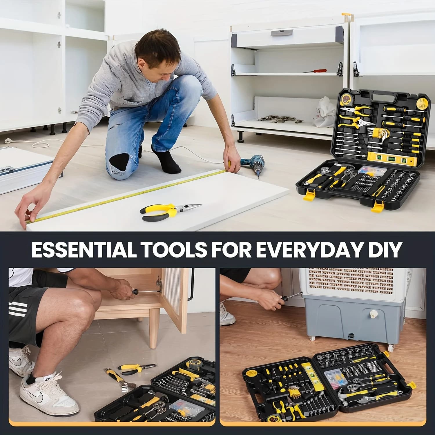 108-Piece Multi-Purpose Manual Tool Set with Carbon Steel Tools and Storage Box for Automotive and Home Repair - Thumbnail 7