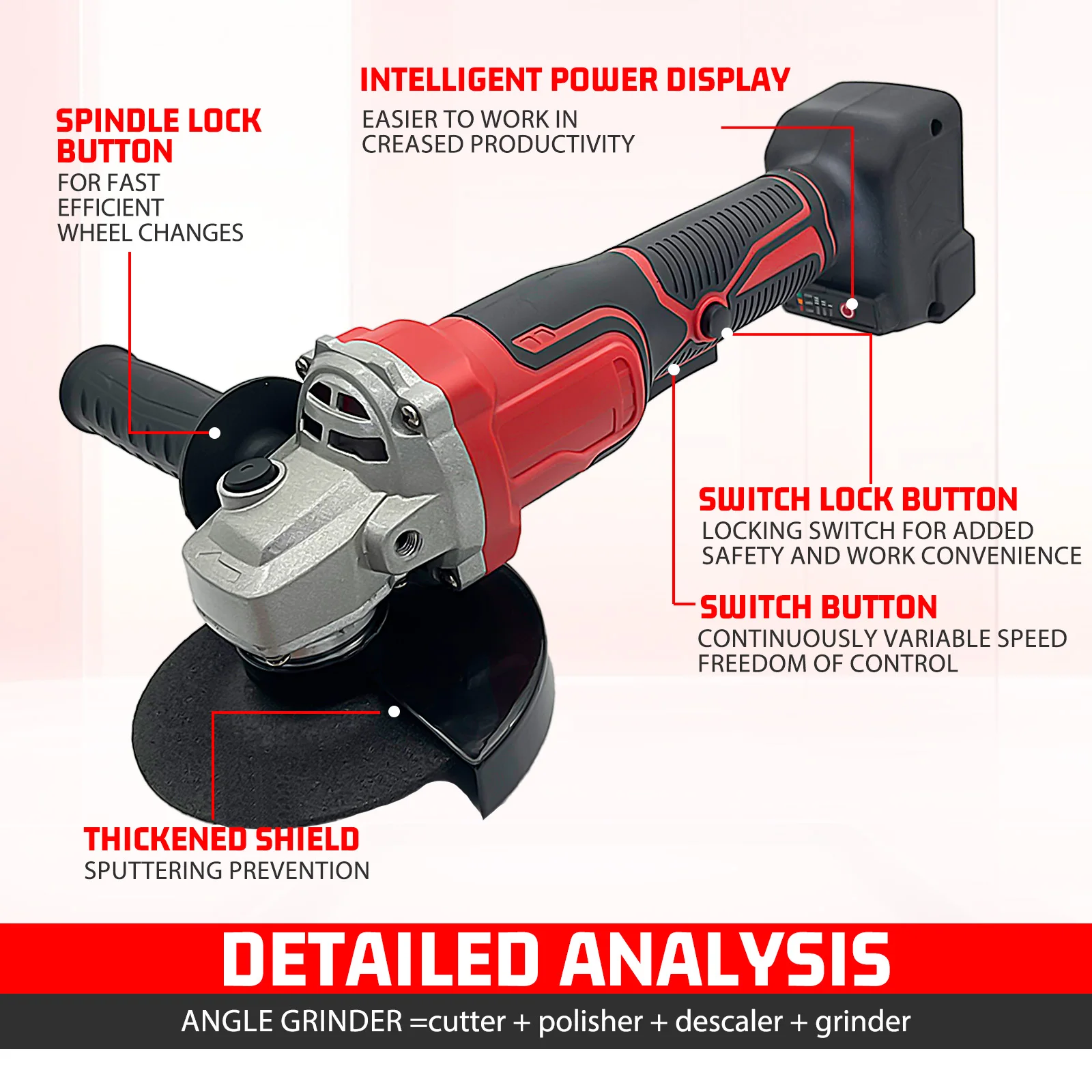 4-1/2 Inch Cordless Angle Grinder | 8500RPM Brushless Motor | For Milwaukee M18 Battery Platform - Thumbnail 4
