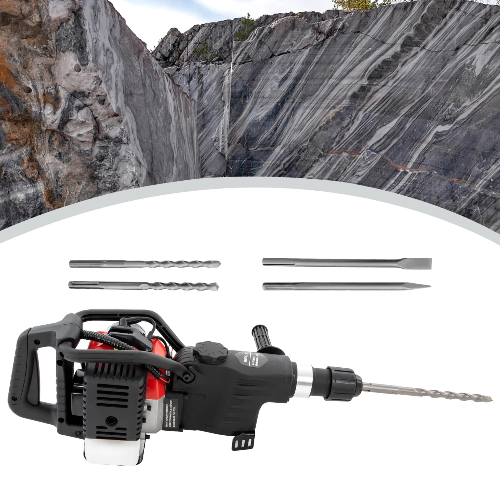 33cc Demolition Jackhammer | 2-Stroke Gas-Powered | Heavy-Duty Drilling & Crushing - Thumbnail 4