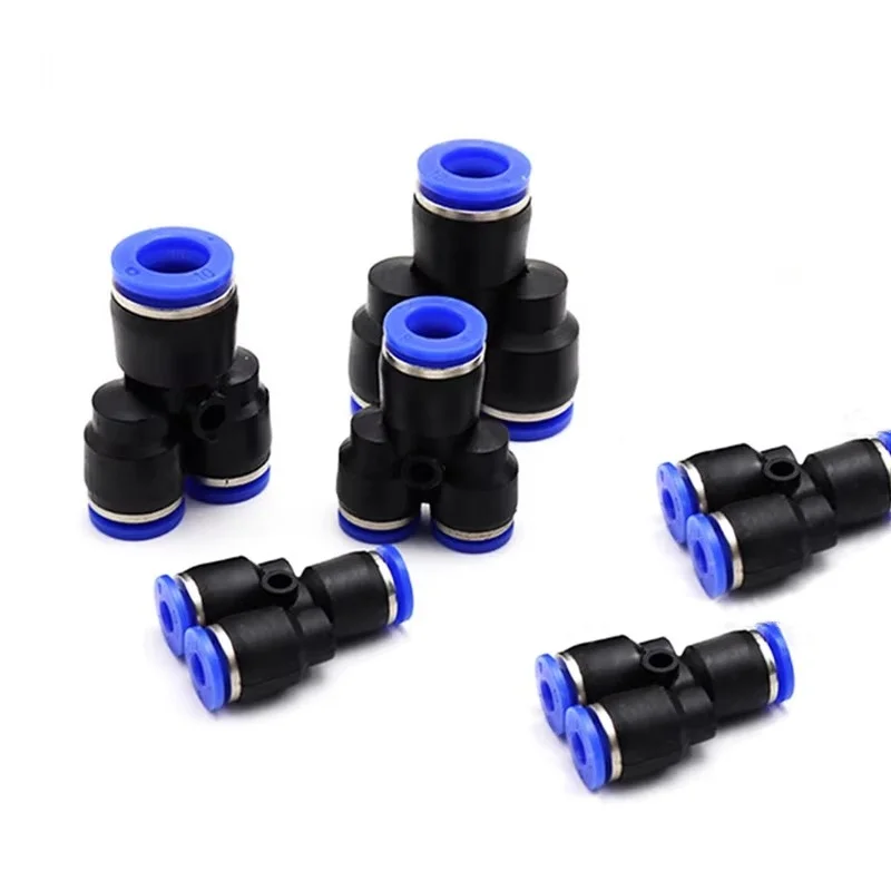 Pneumatic T-Fitting Connector Kit | 4-16mm Quick-Release Air Hose Fittings | 5-Piece Set - Thumbnail 3