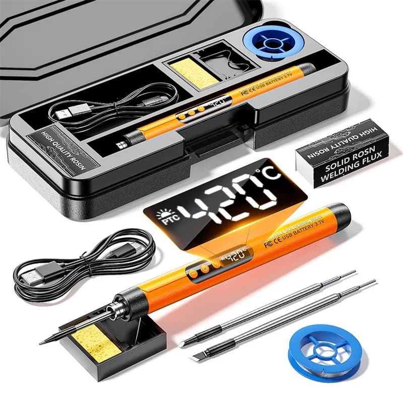 Cordless Soldering Iron Kit | USB-C Rechargeable | Adjustable 300-450°C Temperature Control - Thumbnail 4