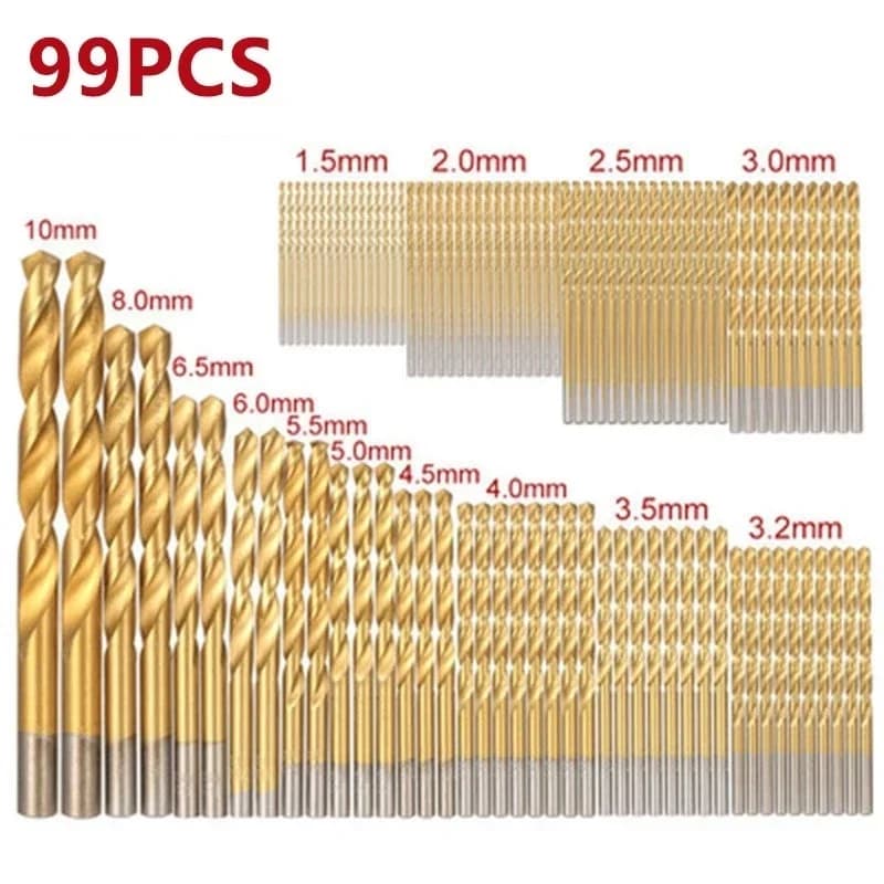 99Pcs HSS Drill Bit Set | Professional Metric Sizes 1.5-10mm | For Hard Metals & Woodworking - Thumbnail 2