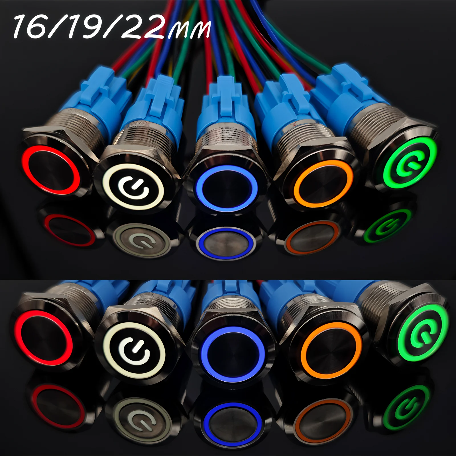 Push Button Switch | 16mm, 19mm, 22mm Sizes | 5V-220V Universal Voltage | Latching & Momentary - Thumbnail 2
