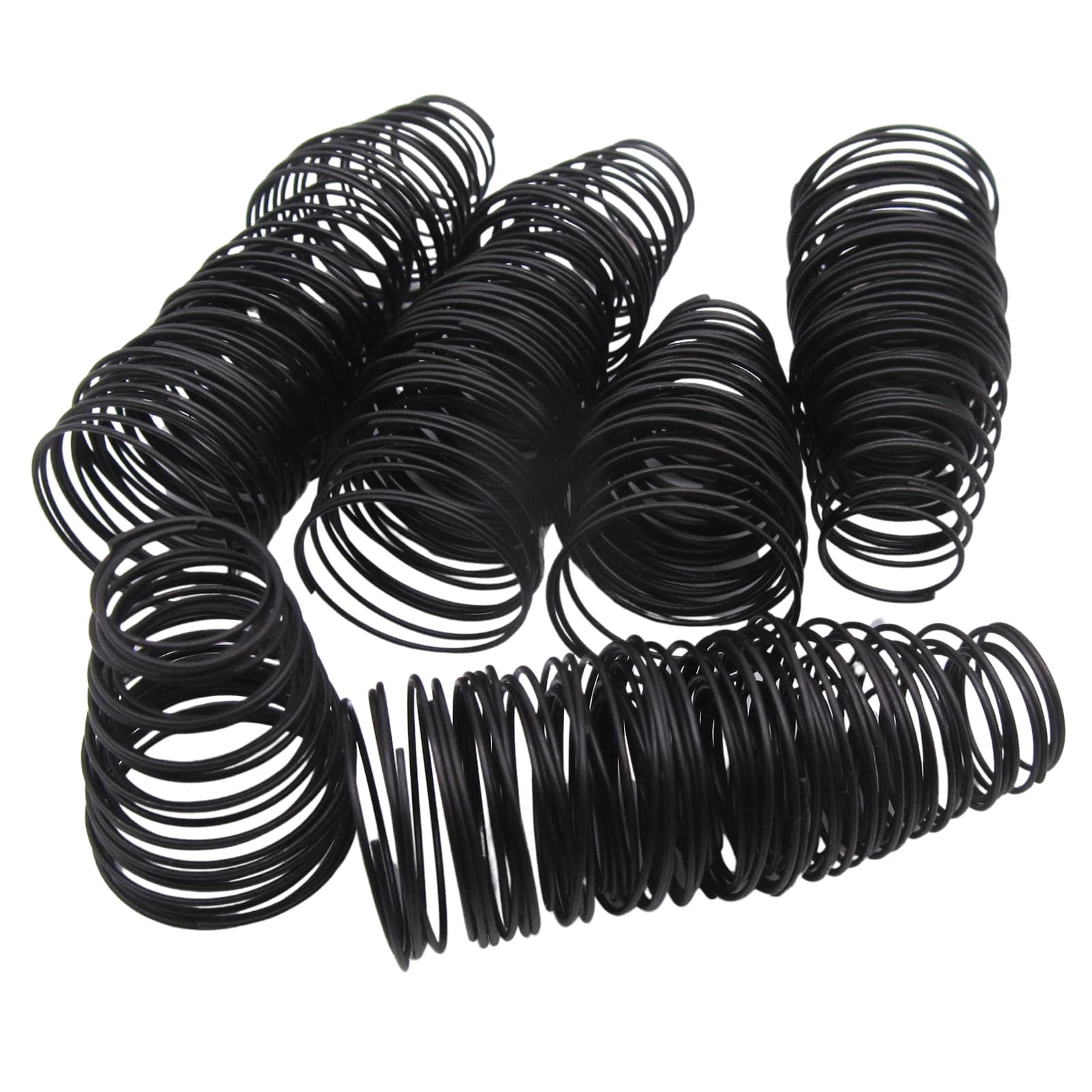 50PCS HT240560 thread tension springs for Barudan, Tajima, and SWF embroidery machines, industrial replacement parts on white background.