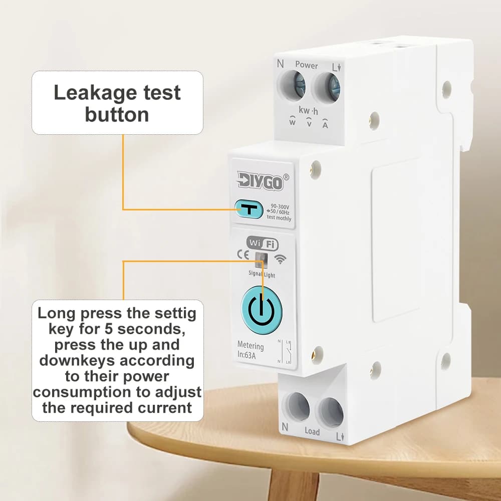 Smart Circuit Breaker | 63A DIN Rail | WiFi Remote Control & Energy Monitoring - Thumbnail 4