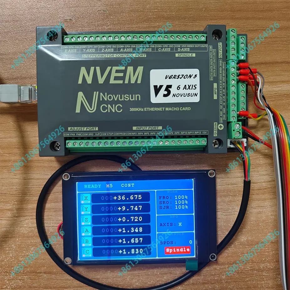 CNC Motion Controller | Mach3-Compatible 6-Axis System with Handwheel & LCD Display - Thumbnail 2