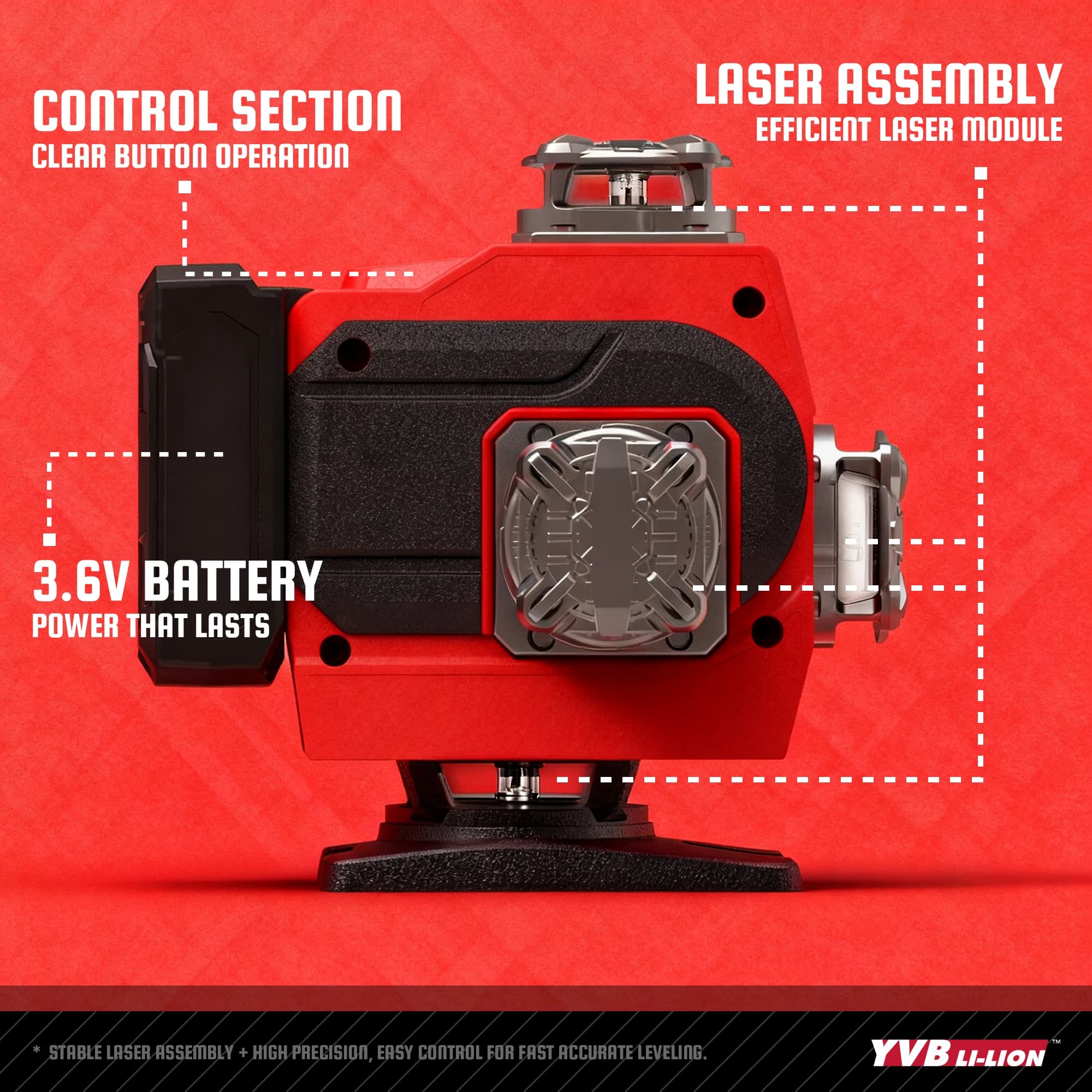 16-Line Laser Level | Red/Green Dual Beam with Touch Control | 360° Rotating Anti-Blind Spot - Thumbnail 2