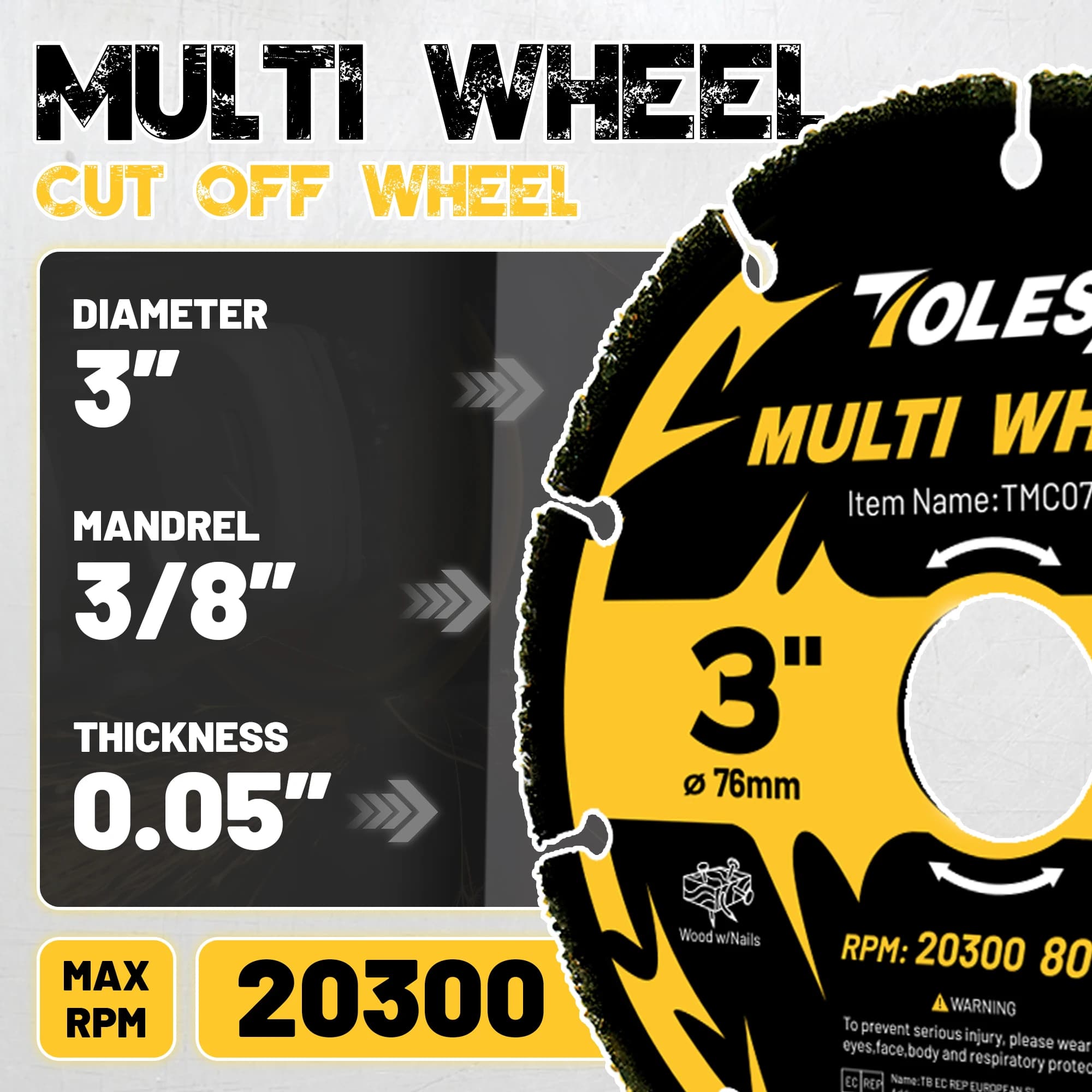 3-Inch Carbide Cutting Discs | 3-Pack for Wood, Laminate & Plastic | Angle Grinder Wheels - Thumbnail 5